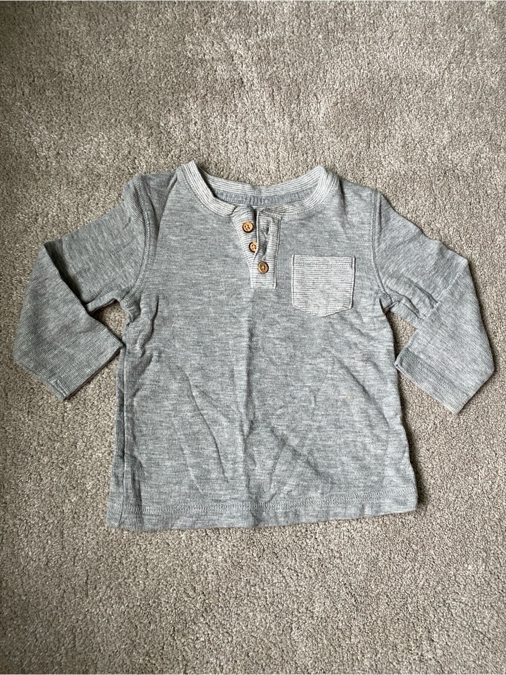 Cat & Jack 18 Month Light Gray Long-Sleeve Henley Tee